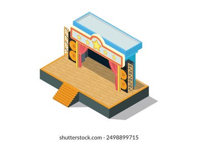 Modern Isometric Music Event stage, 3d Concept Isometric View. Suitable for Diagrams, Game Asset, And Other asset