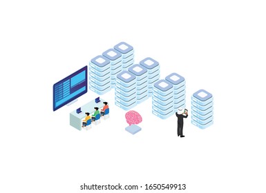 Modern Isometric Network Server Illustration, Web Banners, Suitable for Diagrams, Infographics, Book Illustration, Game Asset, And Other Graphic Related Assets