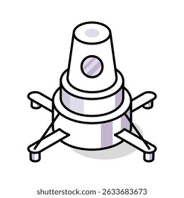 A modern isometric outline icon of parabolic dish antenna