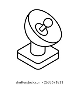 Um moderno ícone de contorno isométrico da antena parabólica