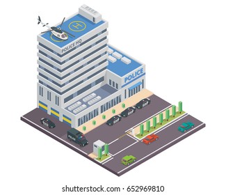 Modern Isometric Police Headquarters Building