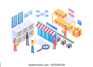 Modern Isometric Product Inventory Illustration, Web Banners, Suitable For Diagrams, Infographics, Book Illustration, Game Asset, And Other Graphic Related Assets