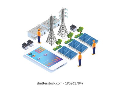 Modern Isometric Renewable Energy Illustration, Web Banners, Suitable for Diagrams, Infographics, Book Illustration, Game Asset, And Other Graphic Related Assets