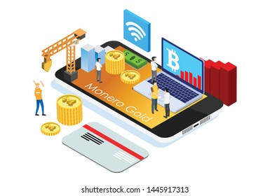 Modern Isometric Smart Bitcoin Mining Production, Suitable for Diagrams, Infographics, Illustration, And Other Graphic Related Assets