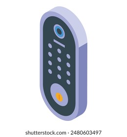 Modern isometric smart doorbell vector illustration for home security and automation technology system. Perfect for monitoring the entrance to a modern, automated household