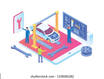 Modern Isometric Smart Garage Illustration, Suitable for Diagrams, Infographics, Book Illustration, Game Asset, And Other Graphic Related Assets