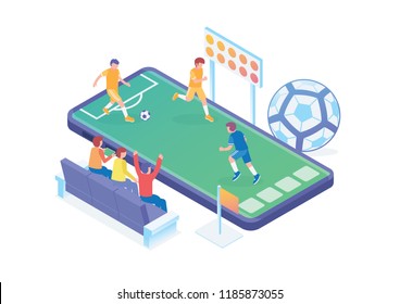 Modern Isometric Smart Live Soccer Competition Streaming, Suitable for Diagrams, Infographics, Illustration, And Other Graphic Related Assets