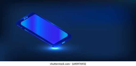 Modern isometric smartphone. Realistic vector isometric phone illustration. Template for infographic presentation 3D realistic phones.