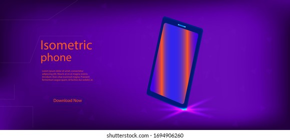 Modern isometric smartphone. Realistic vector isometric phone illustration. Template for infographic presentation 3D realistic phones.	
