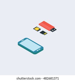 Modern isometric smartphone , vector illustration