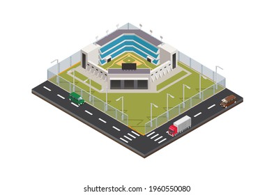 Modern Isometric  Stadiums, arenas and rink set in side of the road , Web Banners, Suitable for Diagrams, Infographics, Book Illustration, Game Asset, And Other Graphic Related Assets
