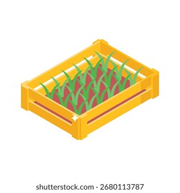 Icono de estilo isométrico moderno de cama de plántula plana