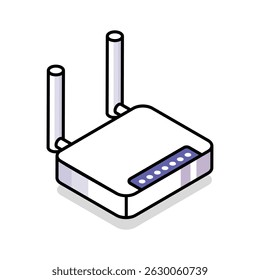 A modern isometric style icon of wifi router