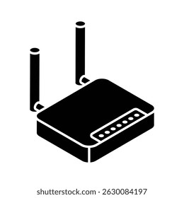 A modern isometric style icon of wifi router