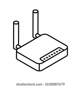 A modern isometric style icon of wifi router