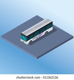 Modern isometric tour bus. 3d bus icon.