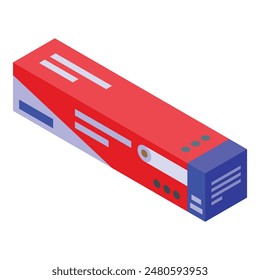Modern isometric train vector illustration in red showing efficient transportation system in urban areas
