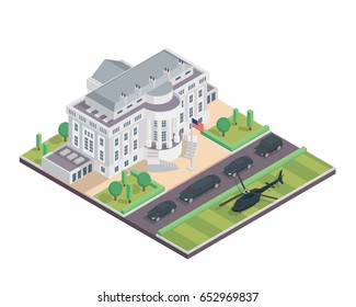 Modern Isometric United State White House Building