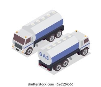 Modern Isometric Urban Vehicle Illustration Logo - Gas Tank Truck