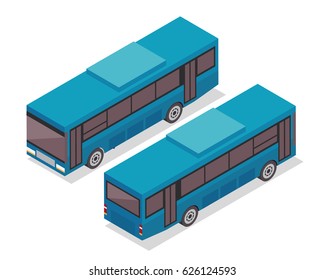 Modern Isometric Urban Vehicle Illustration Logo - Bus