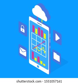 Modern isometric vector business application, business account illustration. 
