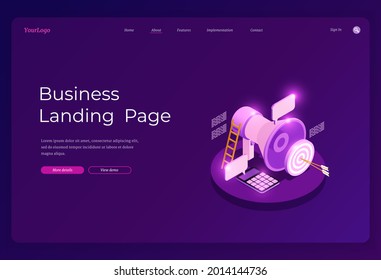 Modern isometric vector illustration concepts of  business, digital marketing and app development. Creative landing page design template.