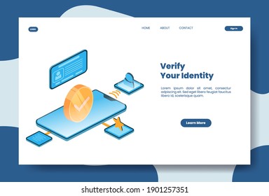
Modern isometric verify identity concept illustration