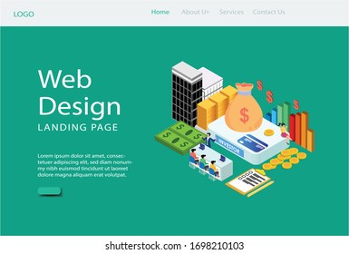 Modern Isometric Web Landing Page Sponsorship Investment Illustration, Web Banners, Suitable for Diagrams, Infographics, Book Illustration, Game Asset, And Other Graphic Related Assets