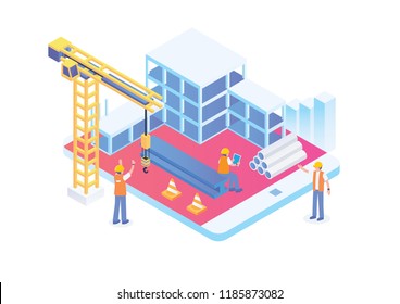 Modern IsometricUnder Construction Development, Suitable for Diagrams, Infographics, Illustration, And Other Graphic Related Assets
