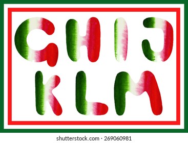 Modern Italian watercolor alphabet. Watercolor font. ABC painted letters. Modern brushed lettering. Painted alphabet