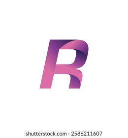 Modern Italic Pink Gradient Letter R Logo Design