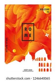 Modern Italy Rome skyline abstract gradient poster art. Travel guide cover city vector illustration