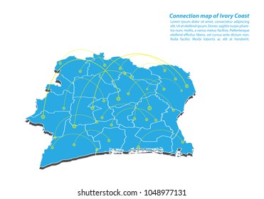Modern of ivory Coast Map connections network design, Best Internet Concept of ivory Coast map business from concepts series, map point and line composition. Infographic map. Vector Illustration.