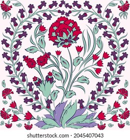 modern Iznik ottoman vector tile for home décor, apparel, fabric, stationery, branding, packaging, and more.