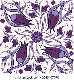 baldosa vectorial moderna de Iznik otomana para decoración casera, ropa, tela, papel, marca, empaque y más.