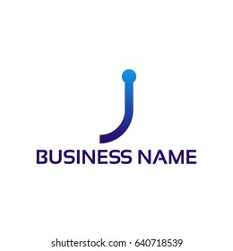Modern J initial technology logo template designs