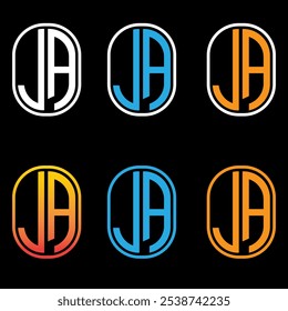 Diseño moderno del logotipo redondo de JA: minimalista y Profesional, logotipo redondo de la letra de JA: diseño limpio y simple