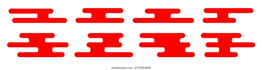 Modern Japanese Clouds Icon Set Vector Illustration