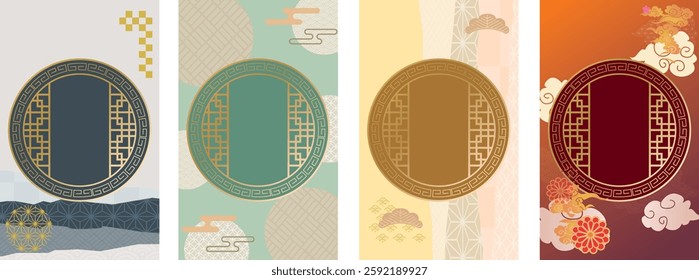 Modern Japanese style frame border background