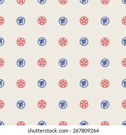 Modern Japanese Traditional Background Mon Bird and Flower Red and Blue
