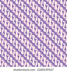 Batik moderno javanés, patrón de parang violeta sin costura.