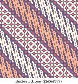 Modern Javanese Batik, seamless kawung and parang pattern in minimalist style.