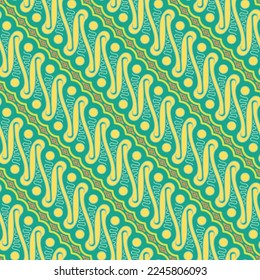 Modern Javanese Batik, a unique parang seamless pattern in green.