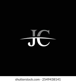 Modern JC lettering logo design with black background. 