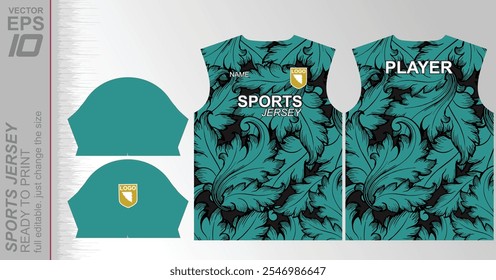 Modern jersey design ready to print with vibrant colors and geometric patterns. Perfect for sportswear and activewear.