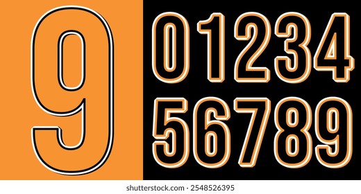 Modern jersey numbers with sleek typography, ideal for sports, branding, and design projects. Bold, dynamic numbers perfect for team logos, custom apparel, and contemporary athletic visuals