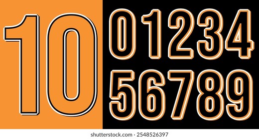 Modern jersey numbers with sleek typography, ideal for sports, branding, and design projects. Bold, dynamic numbers perfect for team logos, custom apparel, and contemporary athletic visuals