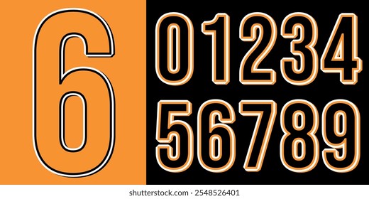 Modern jersey numbers with sleek typography, ideal for sports, branding, and design projects. Bold, dynamic numbers perfect for team logos, custom apparel, and contemporary athletic visuals