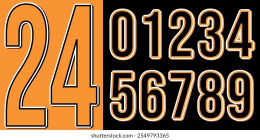 Modern jersey numbers with sleek typography, ideal for sports, branding, and design projects. Bold, dynamic numbers perfect for team logos, custom apparel, and contemporary athletic visuals