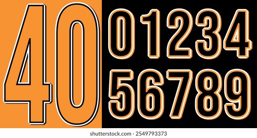 Modern jersey numbers with sleek typography, ideal for sports, branding, and design projects. Bold, dynamic numbers perfect for team logos, custom apparel, and contemporary athletic visuals